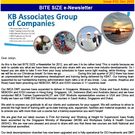 December 2012 Newsletter Issue #15